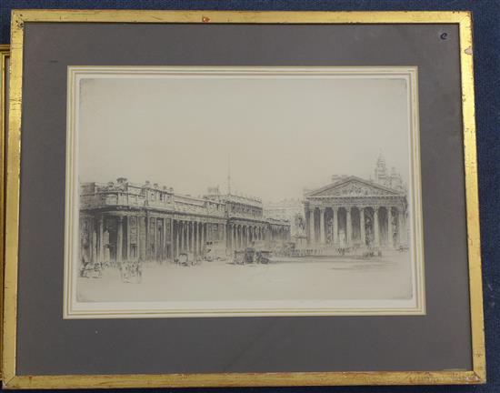 Frederick Arthur Farrell (1882-1935) The Bank of England and Royal Exchange 10 x 15in.